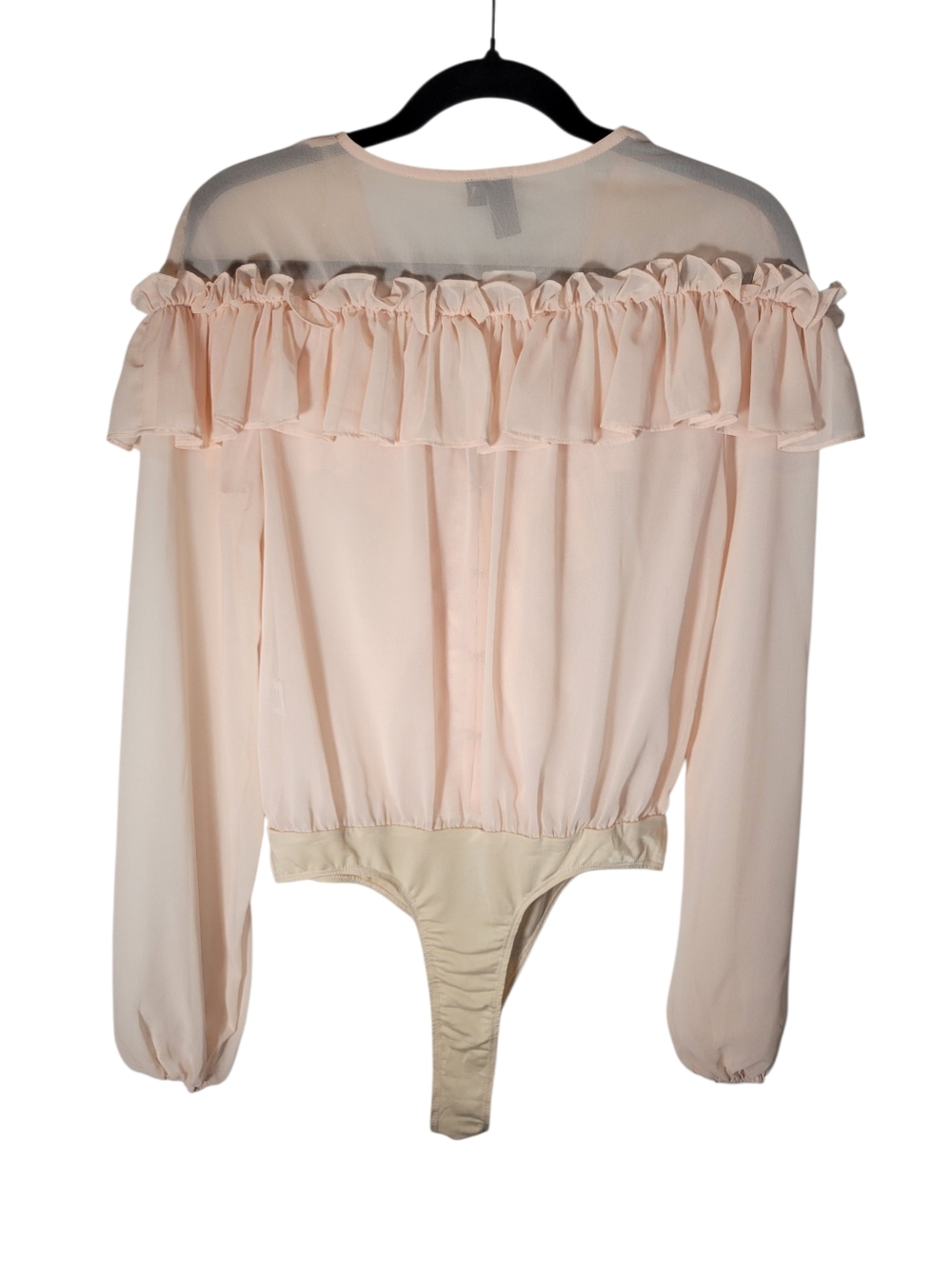 Windsor pink sheer chiffon ruffle body suit Size Medium NWT - Picture 4 of 9